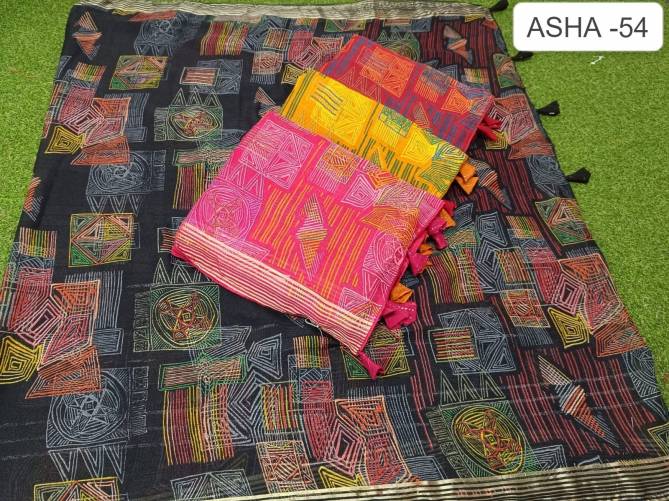 Asha 54 By Kalpatru Printed Nilgiri Chiffon Sarees Wholesale Shop In Surat